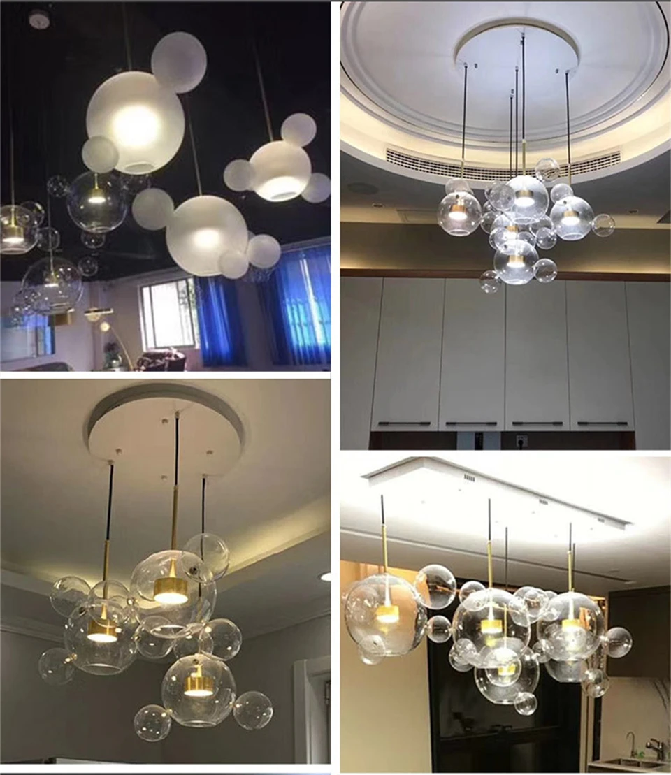 Nordic Decor Led Chandeliers for Living Room Indoor Lighting Bubbles Ball Kitchen Ceiling Chandelier Dining Room Pendant Lamp