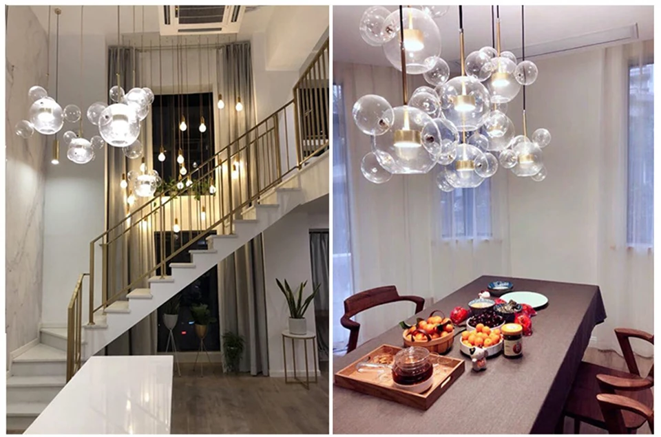 Nordic Decor Led Chandeliers for Living Room Indoor Lighting Bubbles Ball Kitchen Ceiling Chandelier Dining Room Pendant Lamp