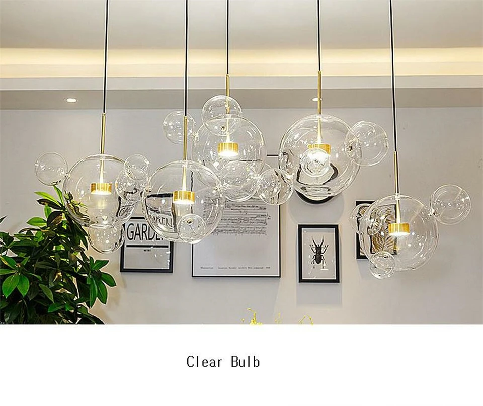 Nordic Decor Led Chandeliers for Living Room Indoor Lighting Bubbles Ball Kitchen Ceiling Chandelier Dining Room Pendant Lamp