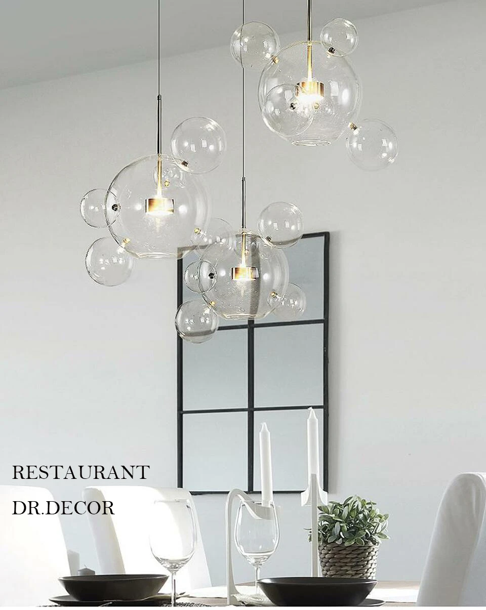 Nordic Decor Led Chandeliers for Living Room Indoor Lighting Bubbles Ball Kitchen Ceiling Chandelier Dining Room Pendant Lamp