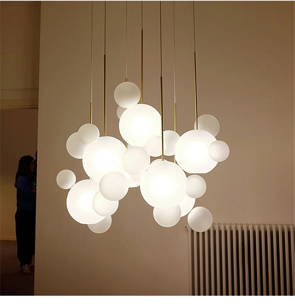 Nordic Decor Led Chandeliers for Living Room Indoor Lighting Bubbles Ball Kitchen Ceiling Chandelier Dining Room Pendant Lamp