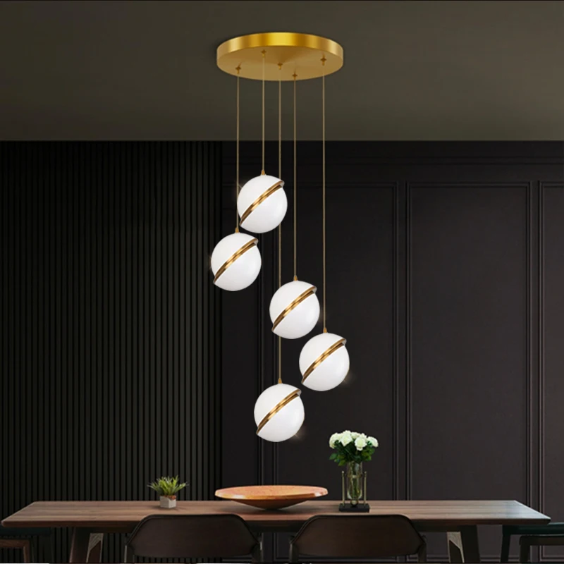 Nordic bedside hanging lamp White ball bubble led pendant lights kitchen living room restaurant bedroom pendant lamp Fixtures